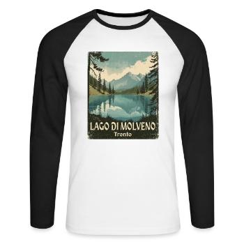 Molvenosee retro bergsee - Unisex Baseballshirt langarm - Weiß/Schwarz - Vorne - Nik (191cm)