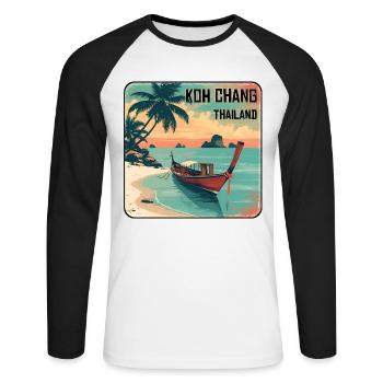 Koh Chang - Unisex Baseballshirt langarm - Weiß/Schwarz - Vorne - Nik (191cm)