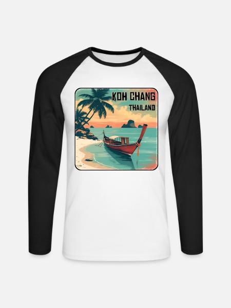 Koh Chang - Unisex Baseballshirt langarm - Weiß/Schwarz