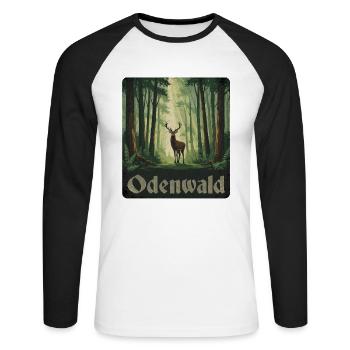 Odenwald - Unisex Baseballshirt langarm - Weiß/Schwarz - Vorne - Nik (191cm)