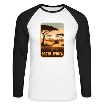 South Africa Afrika Safari - Unisex Long Sleeve Baseball T-Shirt - white/black - Front - Nik (191cm)