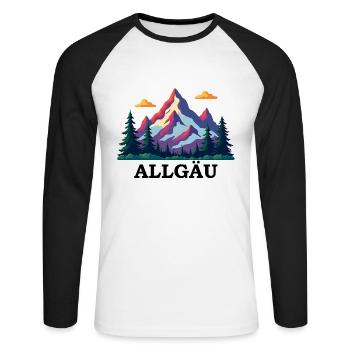 Allgäu coloré - T-shirt baseball manches longues Homme - blanc/noir - Devant - Nik (191cm)