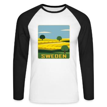 Suède - T-shirt baseball manches longues Homme - blanc/noir - Devant - Nik (191cm)