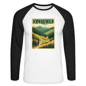 Schwarzwald - Unisex Baseballshirt langarm - Weiß/Schwarz - Vorne - Nik (191cm)