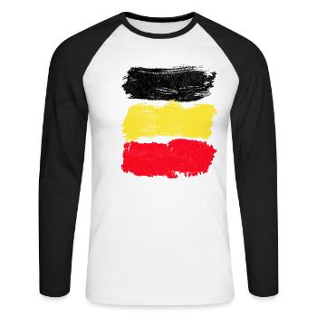 Belgique - T-shirt baseball manches longues Homme - blanc/noir - Devant - Nik (191cm)