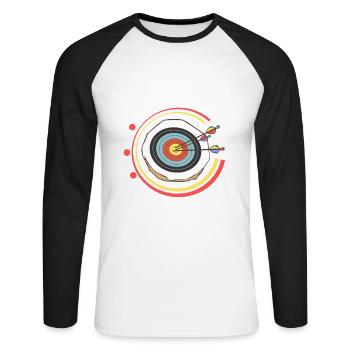 Tir à l'arc cadeau sportif cible - T-shirt baseball manches longues Homme - blanc/noir - Devant - Nik (191cm)