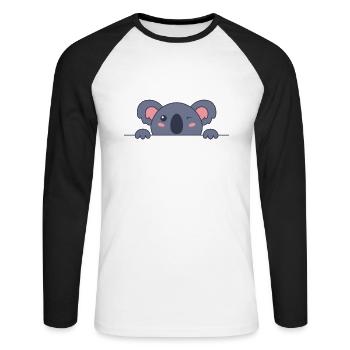 Koala se cache - T-shirt baseball manches longues Homme - blanc/noir - Devant - Nik (191cm)
