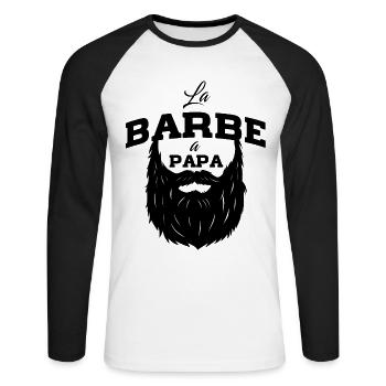 Zuckerwatte, bärtig, hipster, Vatertag - Unisex Baseballshirt langarm - Weiß/Schwarz - Vorne - Nik (191cm)