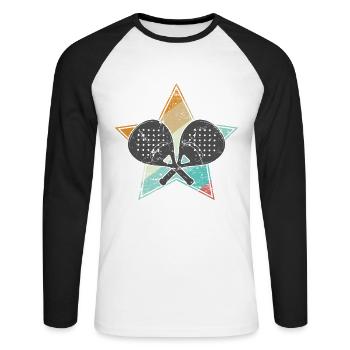Padel Tennis Ballsport - T-shirt baseball manches longues Homme - blanc/noir - Devant - Nik (191cm)