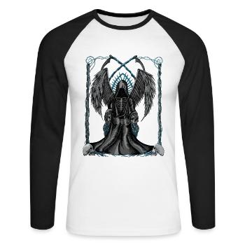 Death on the throne - Unisex Long Sleeve Baseball T-Shirt - white/black - Front - Nik (191cm)