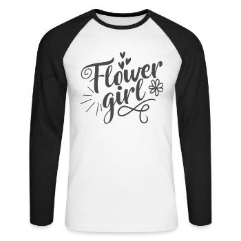Fleur Fille Litter Basket Enfant Mariage - T-shirt baseball manches longues Homme - blanc/noir - Devant - Nik (191cm)