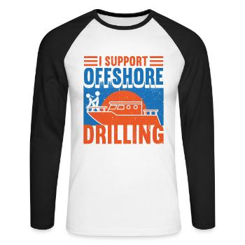 BOOTFAHREN Offshore-Bohr spaß Sexy - Unisex Baseballshirt langarm - Weiß/Schwarz - Vorne - Nik (191cm)
