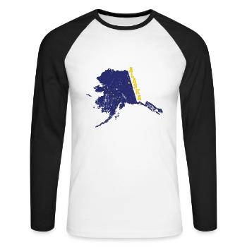 Alaska Bundesstaat Umriss Karte USA - Unisex Baseballshirt langarm - Weiß/Schwarz - Vorne - Nik (191cm)