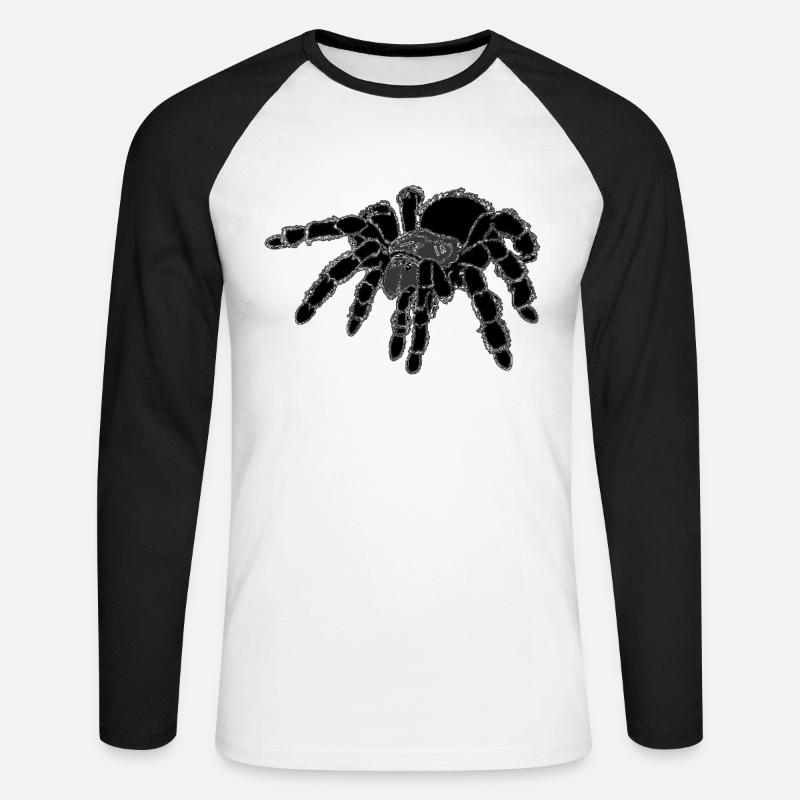 Tarantel, Spinne, große Spinne , schwarz - Unisex Baseballshirt langarm - Weiß/Schwarz
