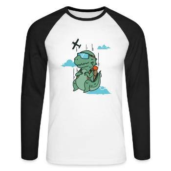 Dino parachute jumping dinosaurs - Unisex Long Sleeve Baseball T-Shirt - white/black - Front - Nik (191cm)