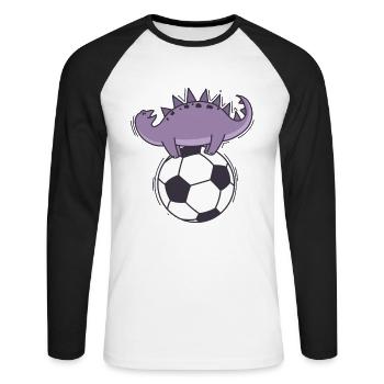 Dino loves football dinosaur reptile - Unisex Long Sleeve Baseball T-Shirt - white/black - Front - Nik (191cm)
