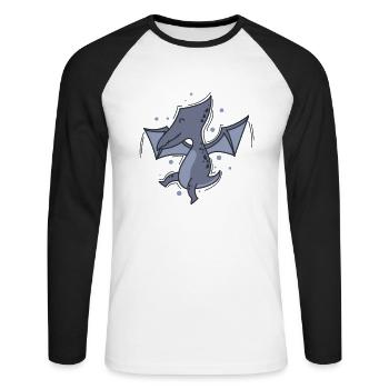 Pterosaur Dino Dinosaur Reptile Animal - Unisex Long Sleeve Baseball T-Shirt - white/black - Front - Nik (191cm)