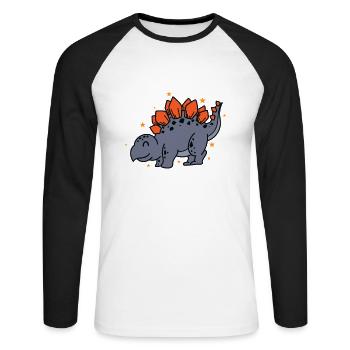 Dinosaur Stegosaurus Dinosaur Reptile - Unisex Long Sleeve Baseball T-Shirt - white/black - Front - Nik (191cm)