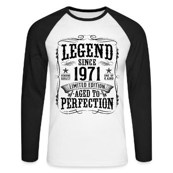 Legend 1971 Vintage Cadeau d’anniversaire - T-shirt baseball manches longues Homme - blanc/noir - Devant - Nik (191cm)