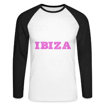 Ibiza Été Sun Beach Sea Palms Vacances - T-shirt baseball manches longues Homme - blanc/noir - Devant - Nik (191cm)