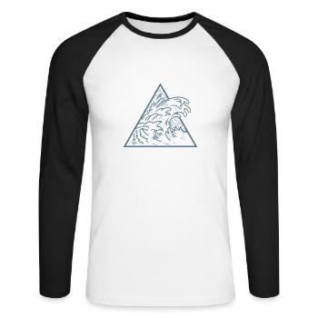 Surfing on a wave surfboard - Unisex Long Sleeve Baseball T-Shirt - white/black - Front - Nik (191cm)