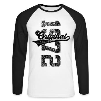 54E ANNIVERSAIRE ORIGINAL 1972 - T-shirt baseball manches longues Homme - blanc/noir - Devant - Nik (191cm)