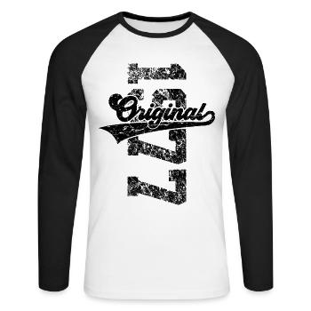 49TH BIRTHDAY ORIGINAL 1977 - Unisex Long Sleeve Baseball T-Shirt - white/black - Front - Nik (191cm)