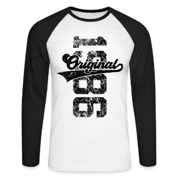 40TH BIRTHDAY ORIGINAL 1986 - Unisex Long Sleeve Baseball T-Shirt - white/black - Front - Nik (191cm)