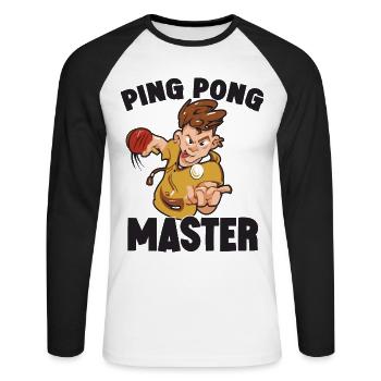 Table Tennis Ping-pong Outfit Table Tennis Player - Unisex Long Sleeve Baseball T-Shirt - white/black - Front - Nik (191cm)