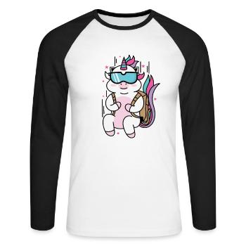 Licorne saute en parachute Créatures mythiques Sport - T-shirt baseball manches longues Homme - blanc/noir - Devant - Nik (191cm)