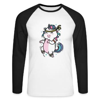 Unicorn in endurance sports fitness training - Unisex Long Sleeve Baseball T-Shirt - white/black - Front - Nik (191cm)