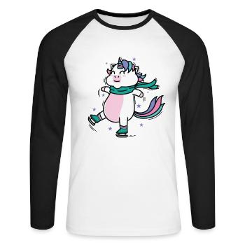 Unicorn makes figure skating mythical creature sport - Unisex Long Sleeve Baseball T-Shirt - white/black - Front - Nik (191cm)