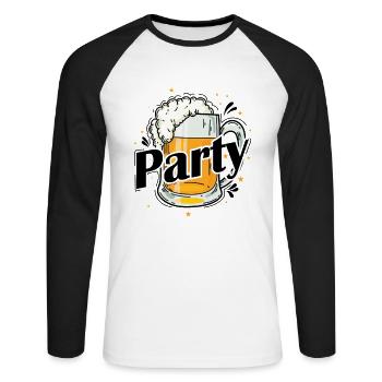 Party with beer celebrations dancing music friends - Unisex Long Sleeve Baseball T-Shirt - white/black - Front - Nik (191cm)