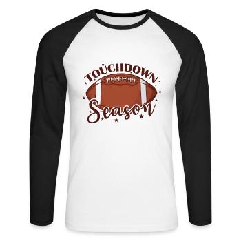 Touchdown Season American Football USA - T-shirt baseball manches longues Homme - blanc/noir - Devant - Nik (191cm)
