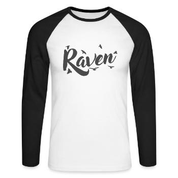 Raven Crow Raven Bird Environnement et nature - T-shirt baseball manches longues Homme - blanc/noir - Devant - Nik (191cm)