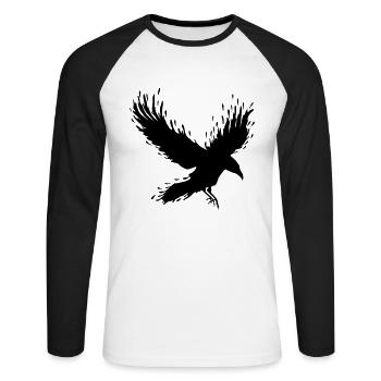 corbeau volant oiseau corbeau volant - T-shirt baseball manches longues Homme - blanc/noir - Devant - Nik (191cm)