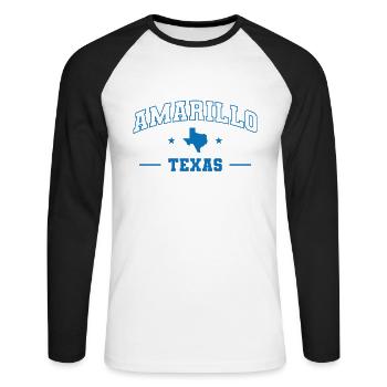Amarillo Texas Bundesstaat der USA Amerika - Unisex Baseballshirt langarm - Weiß/Schwarz - Vorne - Nik (191cm)