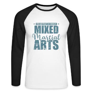 Combattez comme s’il n’y avait pas d’arts martiaux mixtes de demain - T-shirt baseball manches longues Homme - blanc/noir - Devant - Nik (191cm)