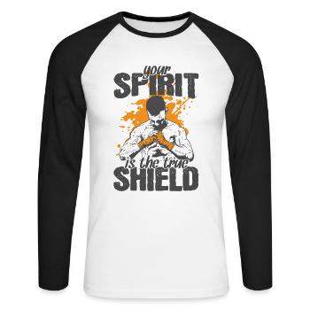Votre est le vrai bouclier MMA - T-shirt baseball manches longues Homme - blanc/noir - Devant - Nik (191cm)