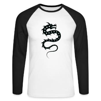Dragon Snake Zodiac Sign - Unisex Long Sleeve Baseball T-Shirt - white/black - Front - Nik (191cm)