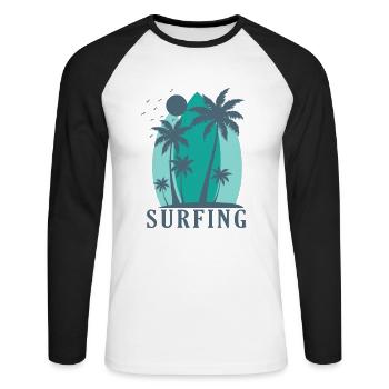Surf Surf Sports nautiques Vent - T-shirt baseball manches longues Homme - blanc/noir - Devant - Nik (191cm)