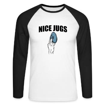 Nice Jugs Hobby Klettern Bouldern Sport - Unisex Baseballshirt langarm - Weiß/Schwarz - Vorne - Nik (191cm)