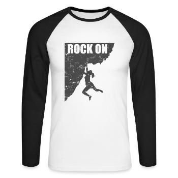 Rock on Hobby Klettern Bouldern Sport - Unisex Baseballshirt langarm - Weiß/Schwarz - Vorne - Nik (191cm)