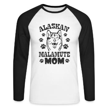 Alaskan Malamute Mom Race de chien de compagnie - T-shirt baseball manches longues Homme - blanc/noir - Devant - Nik (191cm)