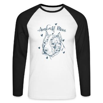 Terrier Mom Dog USA Staffordshire - Unisex Long Sleeve Baseball T-Shirt - white/black - Front - Nik (191cm)
