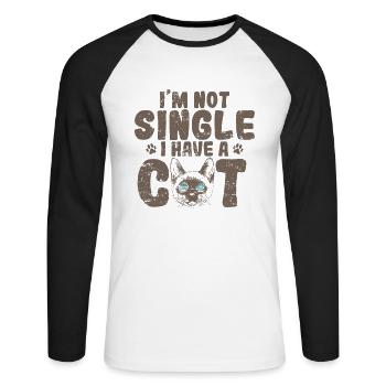 I'm not Single I have a Siamese Cat Pet - Unisex Long Sleeve Baseball T-Shirt - white/black - Front - Nik (191cm)