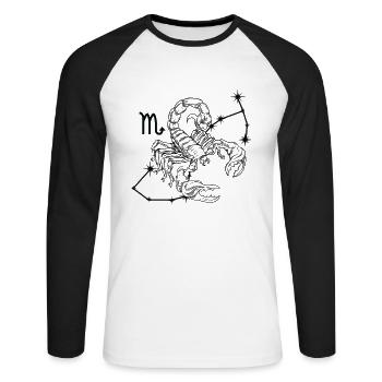 Signe du zodiaque Scorpion Octobre Novembre - T-shirt baseball manches longues Homme - blanc/noir - Devant - Nik (191cm)