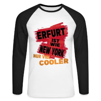 Erfurt Germany city saying is like New York - Unisex Long Sleeve Baseball T-Shirt - white/black - Front - Nik (191cm)