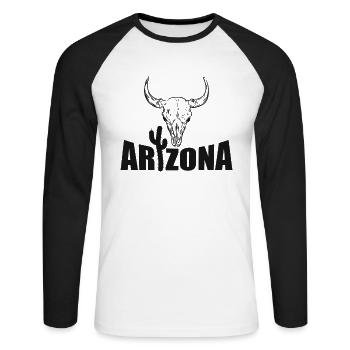 Arizona Cactus USA America State - Unisex Long Sleeve Baseball T-Shirt - white/black - Front - Nik (191cm)