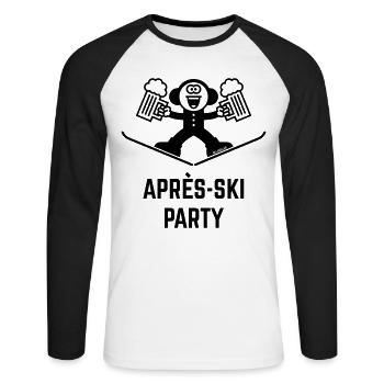 Après-Ski Party (Bier / Karikatur / 1C) - Unisex Baseballshirt langarm - Weiß/Schwarz - Vorne - Nik (191cm)